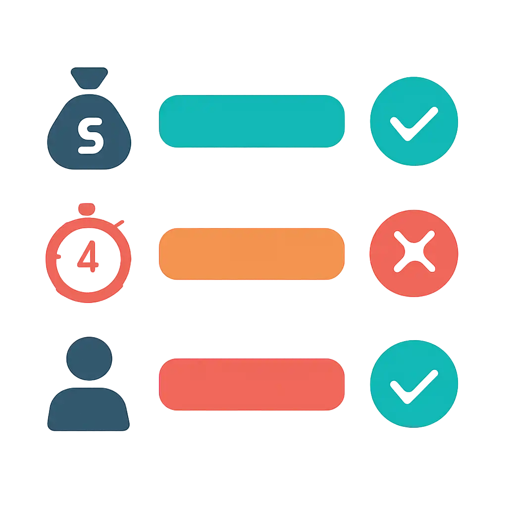 Infographic comparing options using coloured bars and icons only, no text or labels, flat design, Sikkim Game