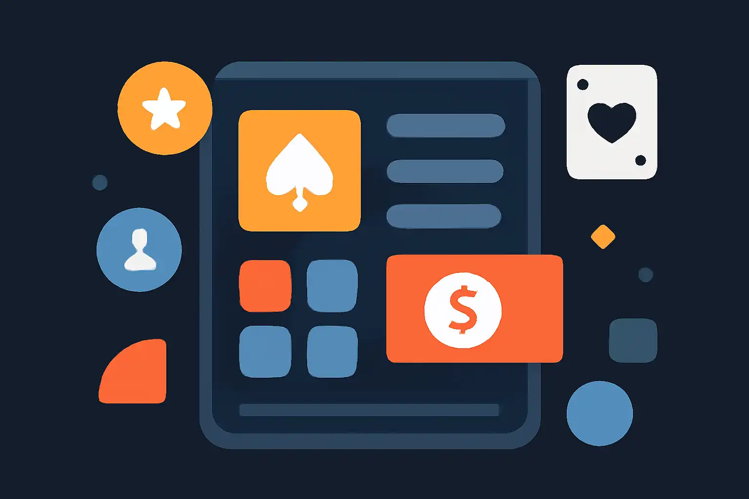 Hero illustration: Reality, modern flat design, dark background, brand-neutral, icons and shapes only, no text